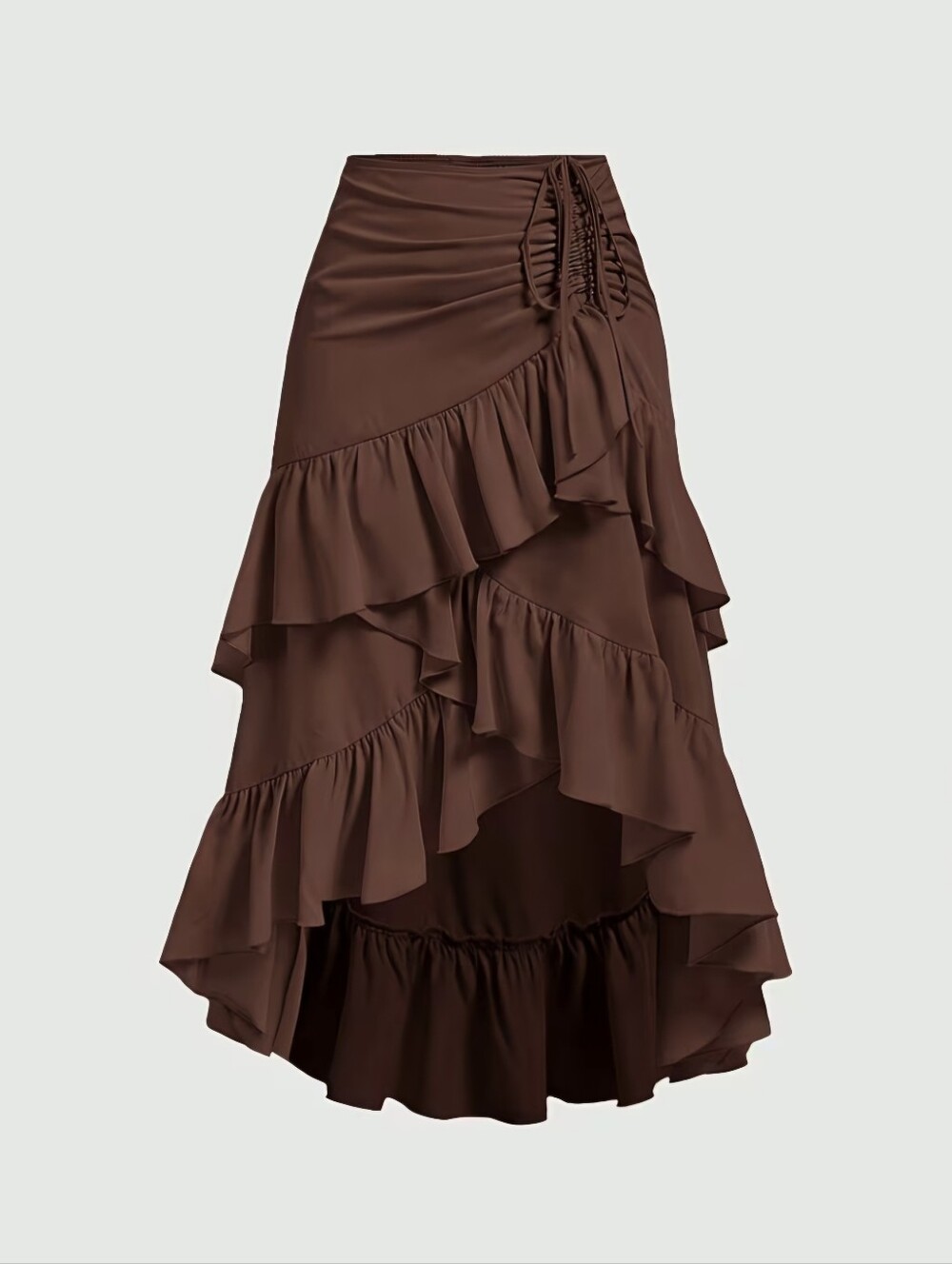 Asymmetrical Pleated Hem Design Multi-layered Women's Skirt
